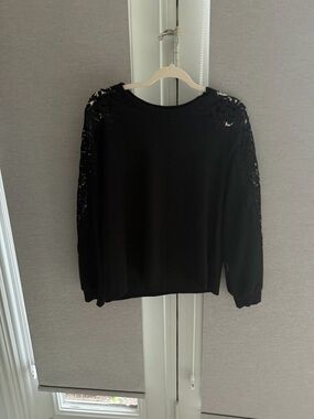 Liverpool Black Crewneck Top with Subtle Texture